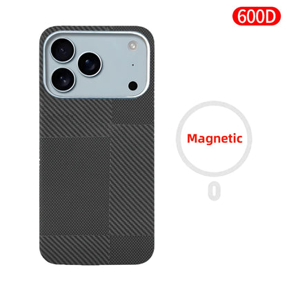 For iPhone 17 pro max case carbon 600d kevlar aramid fiber magsafe fabric thin hard 17 Air cover magnetic balck Slim light red
