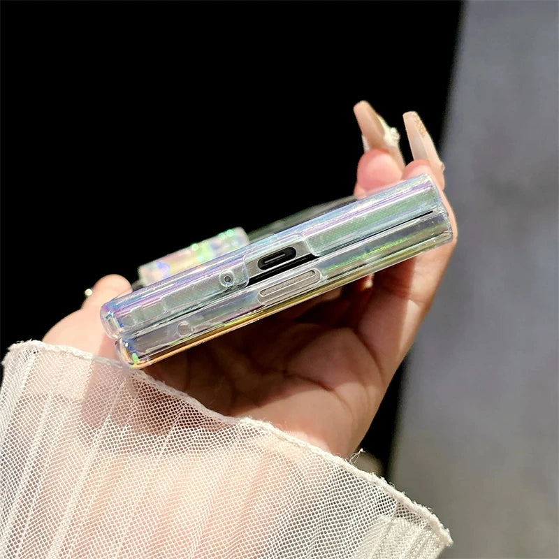 Gradient Aurora Rainbow Laser Magnetic for Magsafe Case for Samsung Galaxy Z Fold 7 6 5 4 3 ZFlip 7 6 5 4 3 Clear Colorful Cover