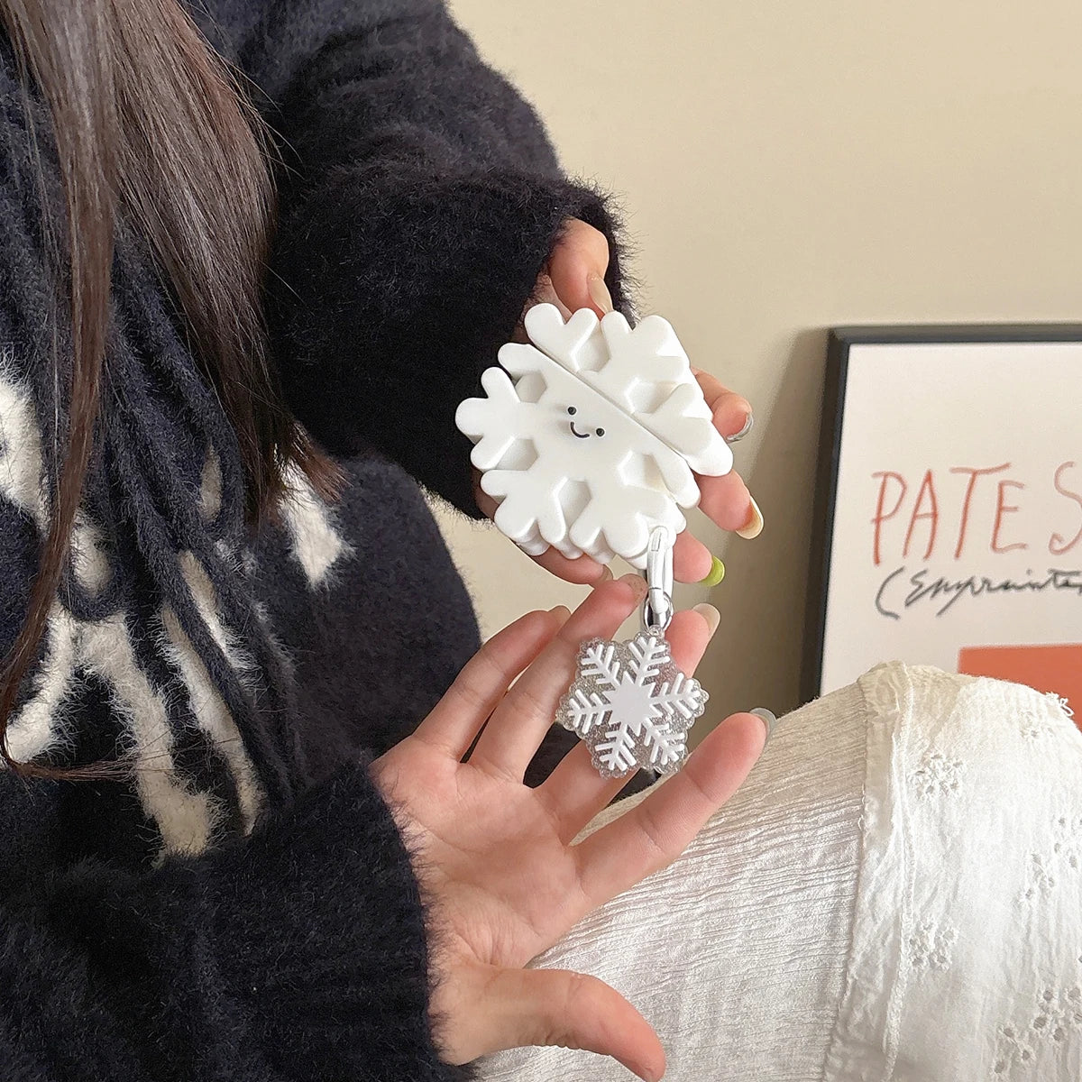 Christmas Cartoon Snowflake Case for AirPods 4 Airpod 1 2 3 Pro Pro2 Bluetooth Earbuds Protective Earphone Case Cover