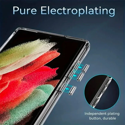 Clear Mobile Phone Case for Samsung Galaxy S25 S23 22 Ultra FE Plus with Metal Kickstand Transparent Stand Cases Slim Back Cover