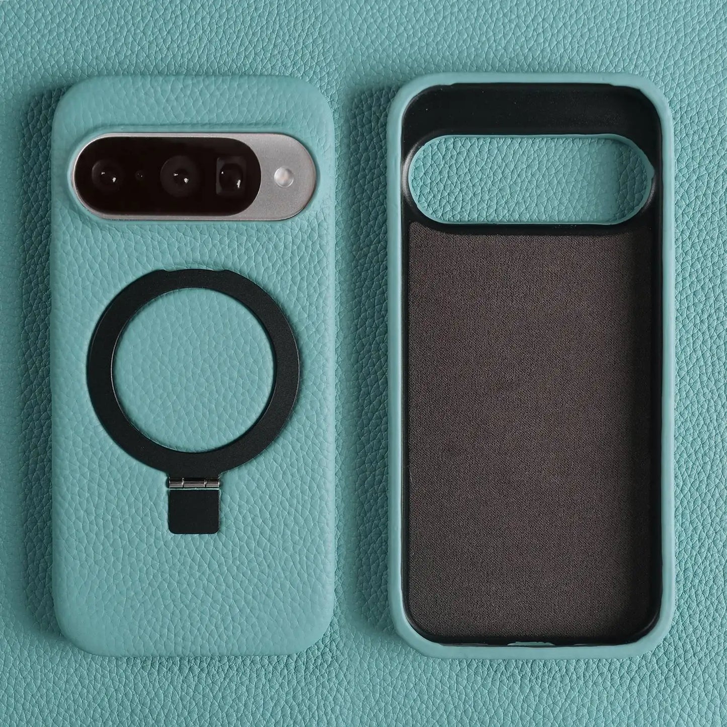 Magnet Ring Stand Phone Case For Google Pixel 10 Pro 9Pro 8A 7Pro 6pro 5A Cover Genuine Leather Case Magnetic Back Cover Cases