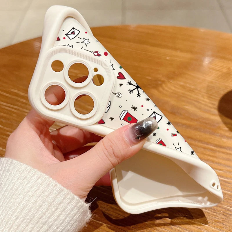 Cute Christmas Pattern Phone Case For iPhone 17 16 15 14 13 12 Pro Max 16 17 Pro 11 16e 17 Air Shockproof Soft Silicone Cover