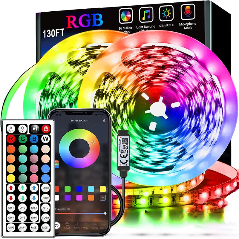 Led Strip Lights 44Keys APP  Music Sync Remote Control USB 5V 1M-40M RGB Flexible Tape for Room Decoration TV Backlight Diode