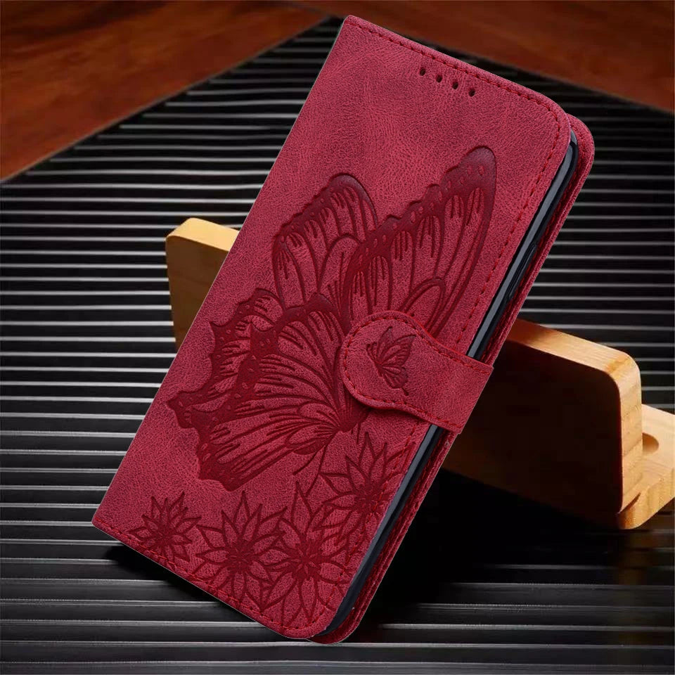 Funda S24 Flip Case for Samsung Galaxy S24 S25 Plus S23 Ultra S22 S21 S20 FE Cases Cute Cat Butterfly Leather Wallet Back Cover
