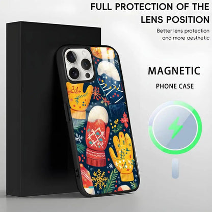 Christmas Gloves phone case for iPhone 17 16 15 14 13 12 11 Pro Max Plus Mini Magsafe Magnetic Wireless Mirror Funda