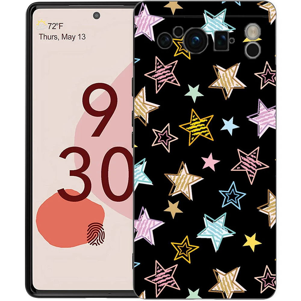 Star Art Phone Case For Google pixel 9 8 7 6 Pro 8A 6A 7A 5G Silicone Shockproof Black Cover Fundas