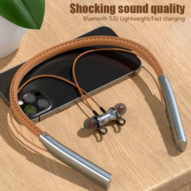Wireless Headphones Magnetic Sport Neckband Neck-hanging TWS Earbuds Wireless Blutooth Headset with Mic