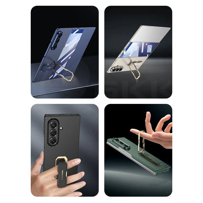 Ultra-thin Ring Holder Wrist Strap Case For Samsung Galaxy Z Trifold Outer Screen Glass Plastic Cover For Galaxy Z Trifold Case