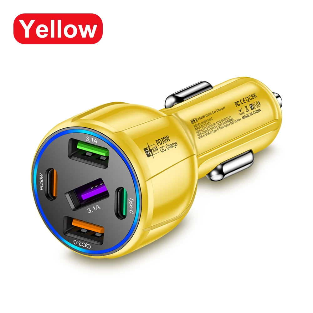 3 Ports PD Car Charger 90W Fast Charging USB QC3.0 Type C Car Phone Charger For iphone 15 Samsung Huawei Xiaomi Adapter in Car