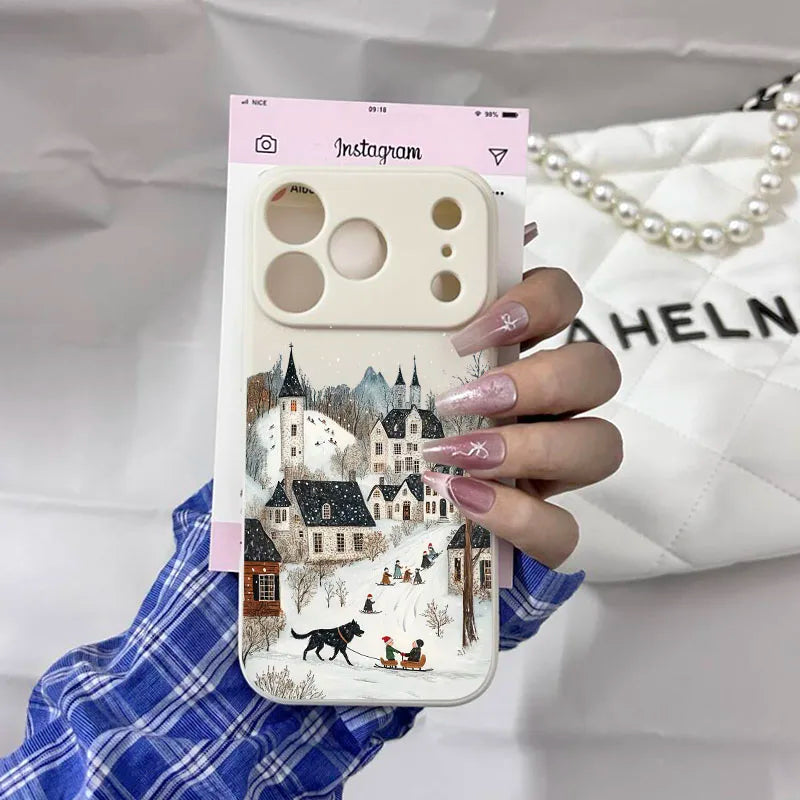 Beautiful Winter Snow Phone Case For iPhone 17 Pro Max 16 15 13 14 12Mini 11XS XR 7 8Plus Merry Christmas Soft Silicone Cover