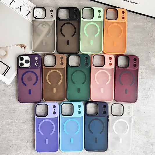 Luxury Magnetic Magsafe Wireless Charge Phone Case For iPhone 17 Pro Max 16 15 14 13 12 11 Pro Max 17 Air Shockproof Matte Cover