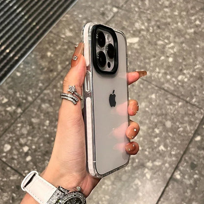 Luxury Transparent Airbag Phone Case For iPhone 17 16 15 14 13 12 11 Pro Max Plus 17 Air Contrasting Bumper Shockproof TPU Cover