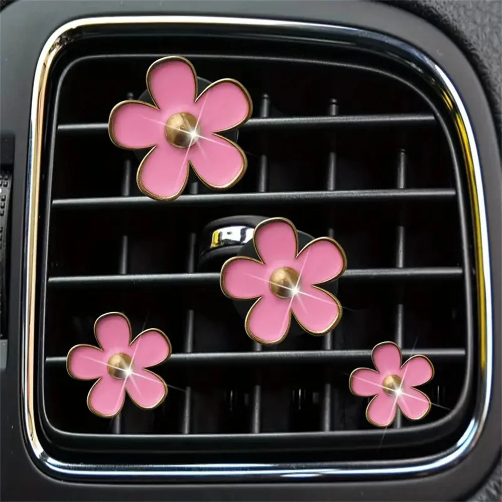 4-8pcs/set Small Car Air Outlet Perfume Decoration Clip Flower Daisy Design Car Interior Aromatherapy Fresheners Diffuser Access