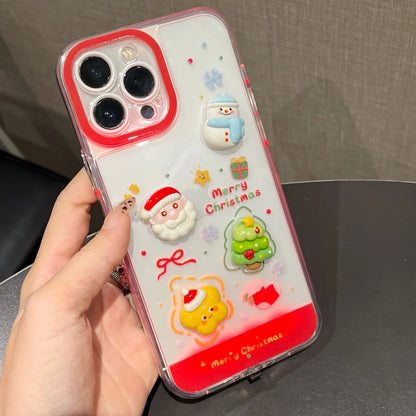 Luminous Call Light Up Flash Christmas Snowman Santa Claus Phone Case For iPhone 15 13 12 11 14 16 17 Pro Max Plus 17AIR Cover