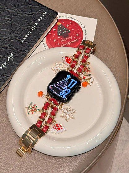 Bling Christmas bracelet link For Apple Watch band women strap Series S10/8/7/6/3/4/5/9 40mm 41mm 42mm 44mm 45mm 46mm