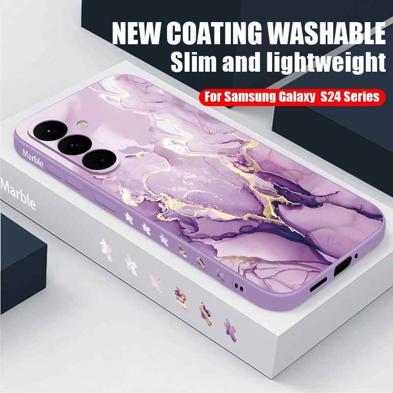 Colorful Marble Case For Samsung Galaxy S24 S23 S22 Ultra S21 S20 FE A16 A15 A25 A34 A35 A55 A52 A53 A54 5G S25 Lanyard Cover