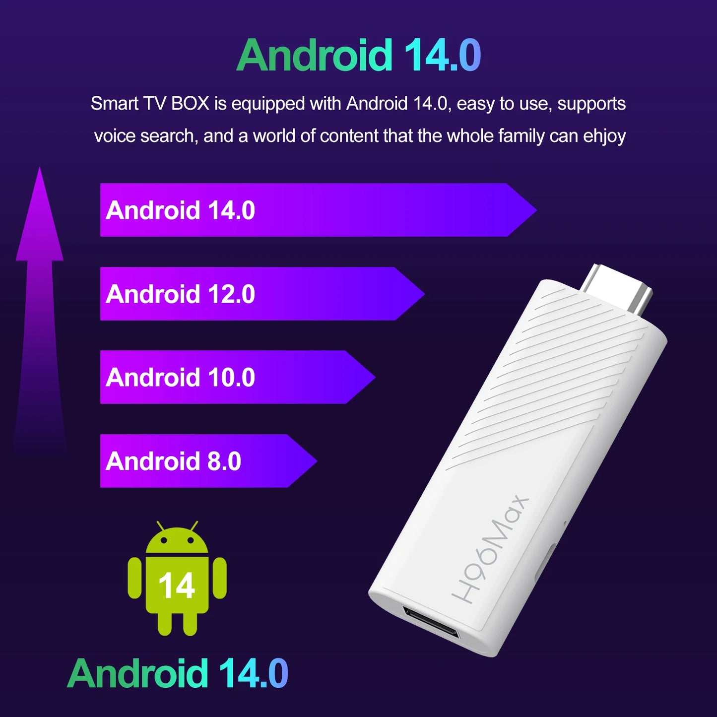 Android TV Stick H96 Max H313 TV Stick Google Voice Assistant TV Box Wifi6 BT5.0 Ultra HD 4K Streaming TV Stick 2GB 16GB