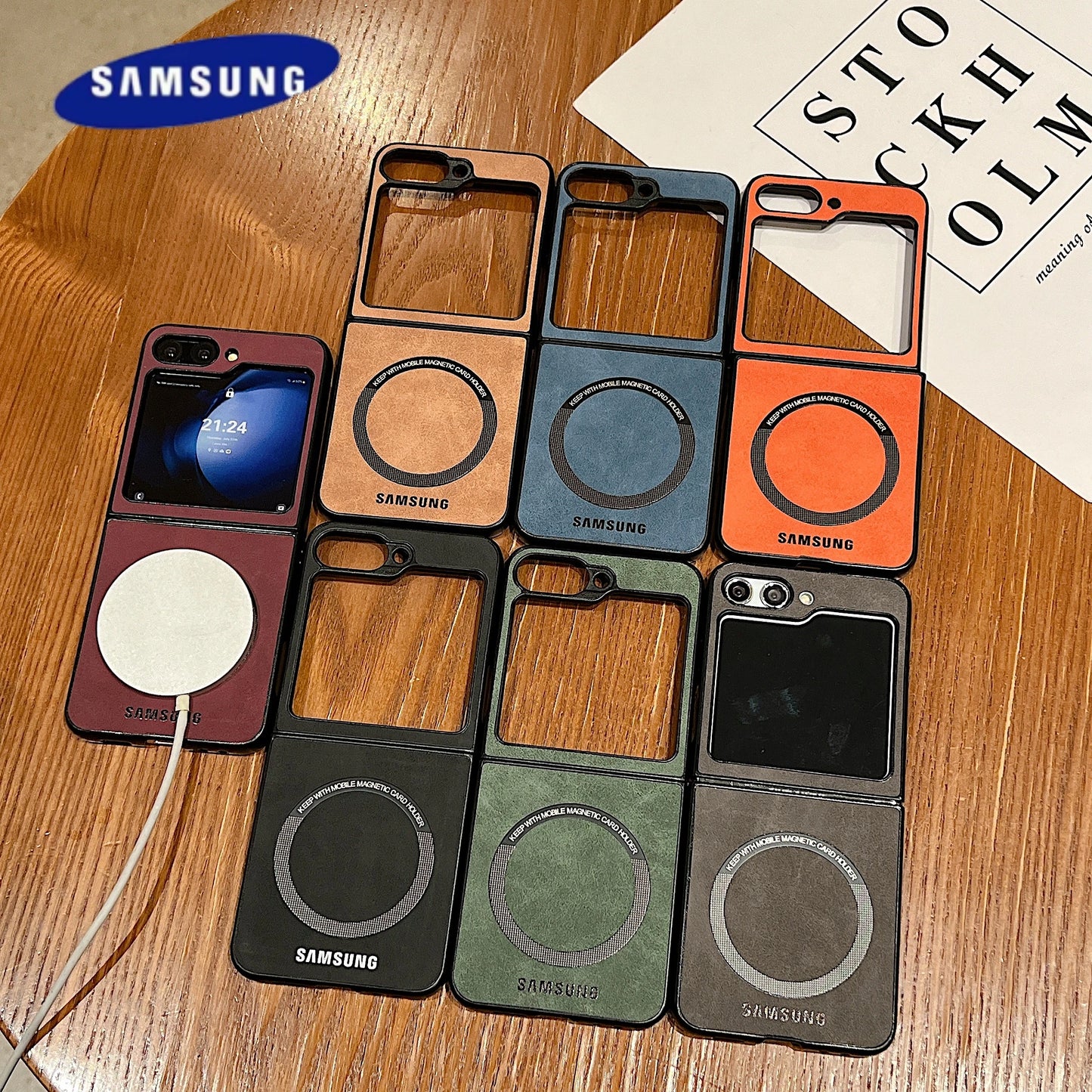 Magsafe Case Samsung Z Flip 7 6 5 4 Matte PU Leather Samsung Galaxy Z Fold 7 6 5 4 Magnetic Flip 5 Skin Feel Flip 3 Luxury Cover