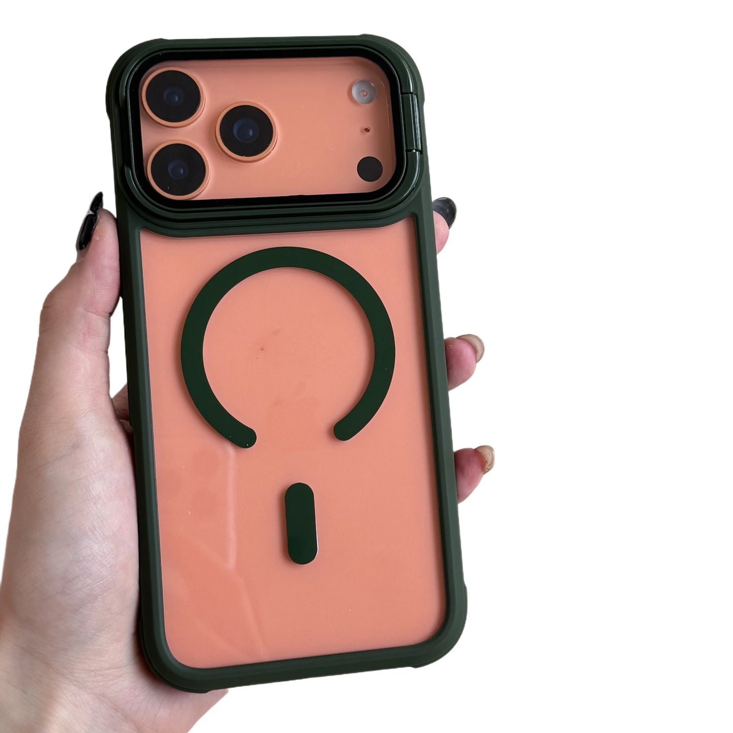 For Magsafe Glass Lens Holder Clear Case for IPhone 17 Pro Max 17 Pro Original Color Magnetic Wireless Charging Shockproof Cover