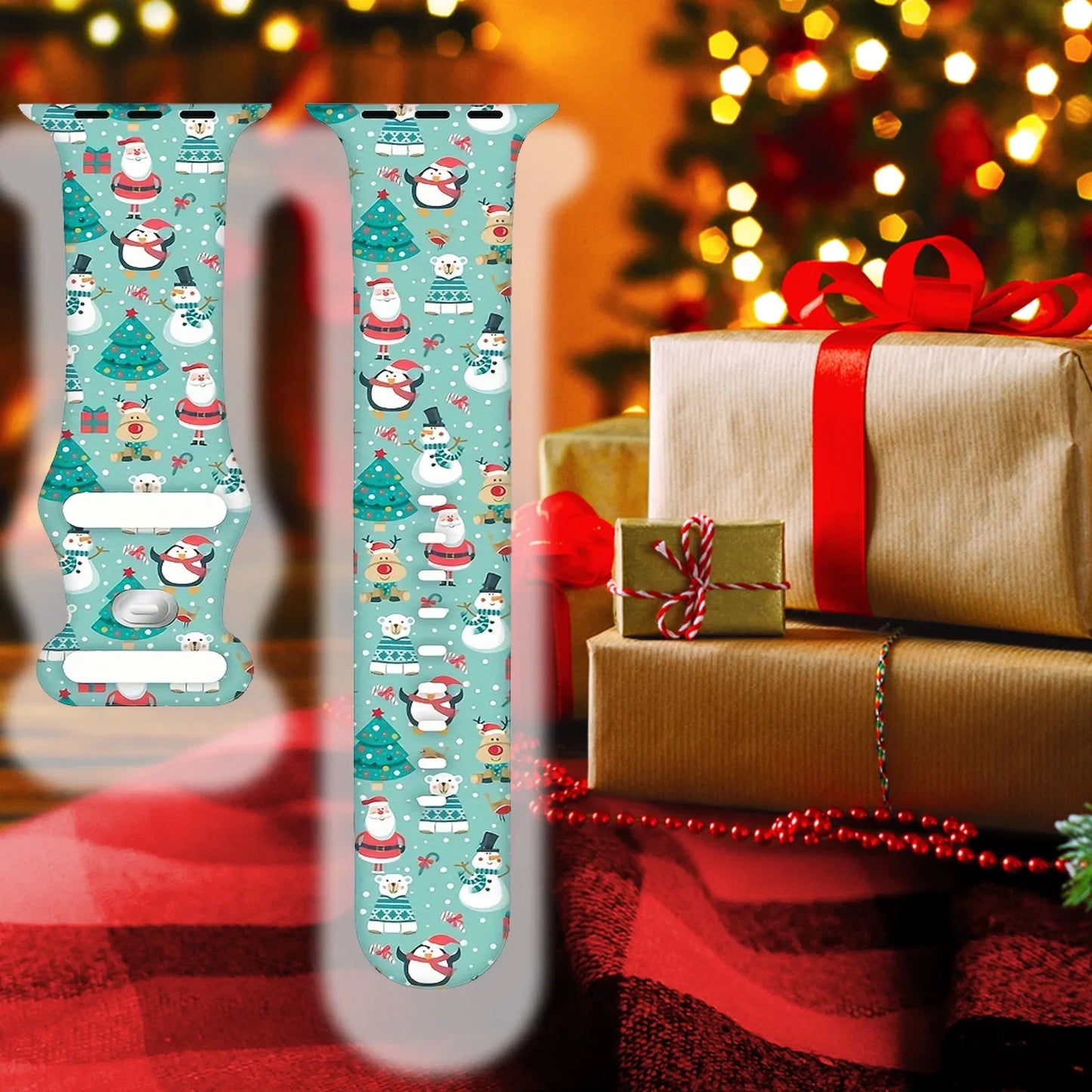Christmas Straps for Apple Watch band 44mm 40mm 46mm 49 41mm 45 42mm 38 Printed Silicone Bracelet iwatch series 11 10 9 8 7 6 5