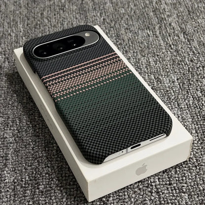 Luxury Frosted Half Border Carbon Fiber Kevlar Magsafe Phone Case For Google Pixel 10 9 Pro ProXL Magnetic Wireless Charge Cover