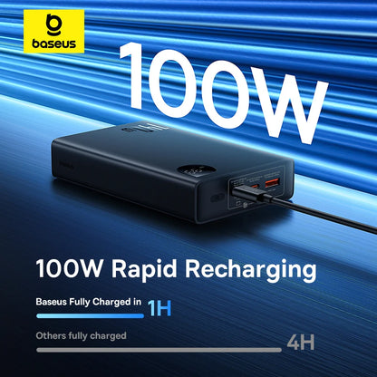 Baseus 140W Power Bank 24000mAh Fast Charging Portable Battery Charger 3 Output Ports for iPhone 16 Pro Max Notebook Tablet