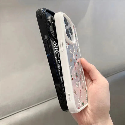 Cartoon Snowflake Christmas Tree Phone Case For iPhone 13 12 11 16 15 14 Pro Max X XR XS 7 8 Plus SE 2020 Anti-Fall Clear Cover