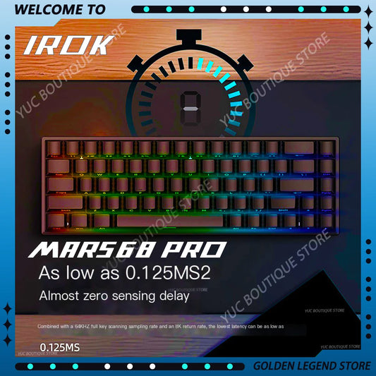 IROK Mars68 PRO Magnetic Switch Gaming E-sport Wireless Mechanical Keyboard RGB Long Battery Custom Hot Swap Gaming Accessories
