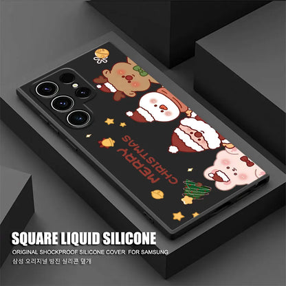 Cute Christmas Elk Snowman Phone Case For Samsung Galaxy S25 FE Cases S25 S24 S23 S21 Ultra S20 S24 FE S22 Plus Note 20 10 Cover