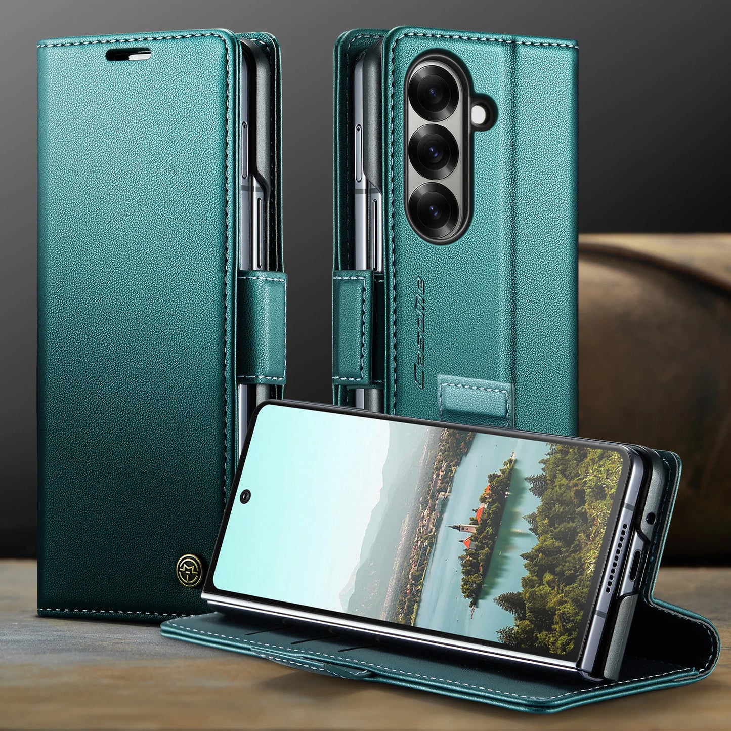 CaseMe Retro New PU Leather Magnetic Book Phone Case For Samsung Galaxy Z Fold 7 6 5 Wallet Flip Case For Samsung Galaxy Z Fold7