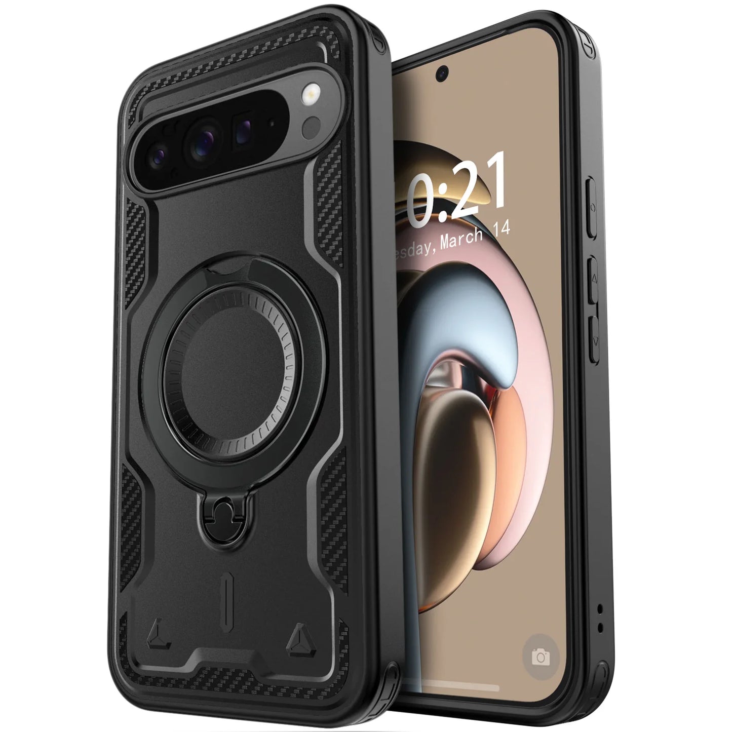 Black For Google Pixel 10/10 Pro/10 Pro XL Rugged Phone Case Shockproof Heavy Duty Kickstand Holder Protective Cover