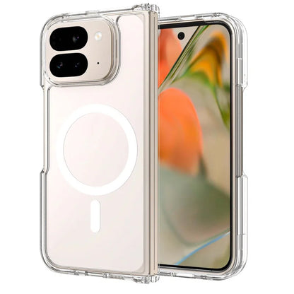 For Google Pixel 10 Pro Fold Magnetic Case ELVEV Anti-drop TPU Hard PC Matte Transparent Suction Phone Cover