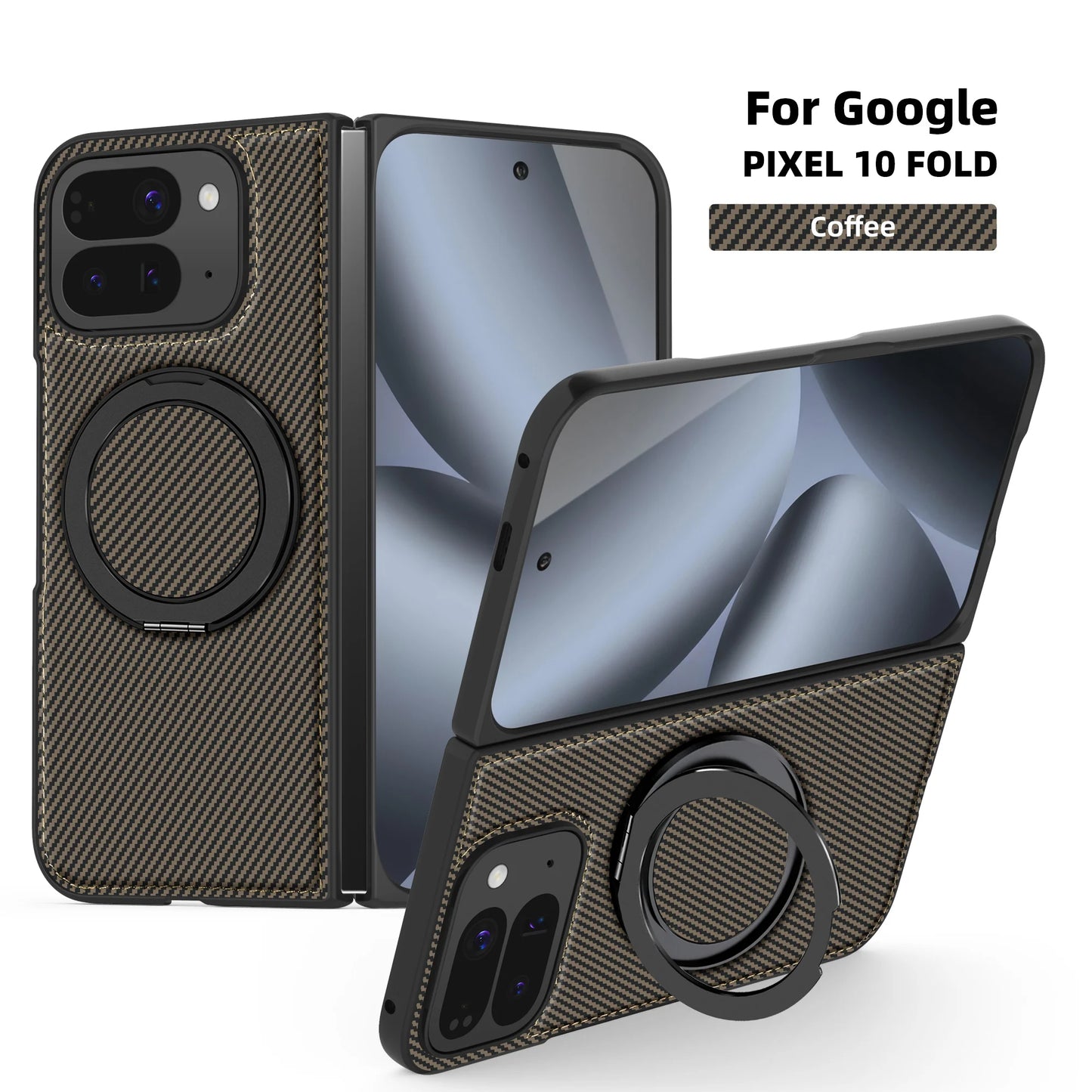 For Google Pixel 10 Pro Fold/Pixel 9 Pro Fold Kevlar 360 Rotating Magnetic Ring Wireless Charging Phone Case Protective Cover