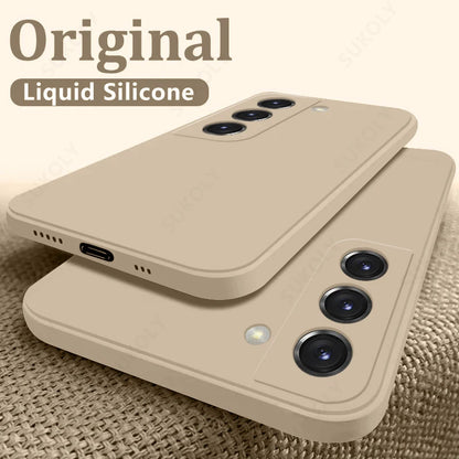 Case For Samsung Galaxy S24 S23 S22 S25 Ultra S24 FE A56 A55 A53 A52 A54 A16 A35 5G Shockproof Liquid Silicone Phone Cover Coque