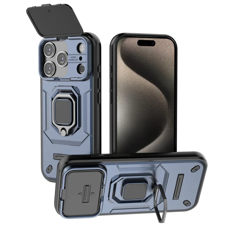 Armor Funda For iphone 17 Pro Max 5G Case Slide Camera Protect Ring Holder Cover For iphone17 Air Coque Capa