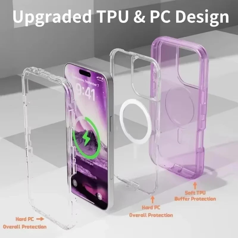 Original Otter Armor Box Defender Magsafe Clear Case For IPhone 16 Pro Max 15 14 Plus 13 12 11Enhanced Shockproof Rugged Cover