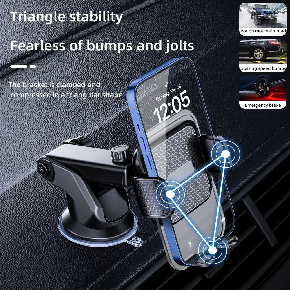 Car Phone Mount 360° Adjustable - Strong Suction Cup, Heat Dissipation & Breathable, Universal Compatibility for All Phones