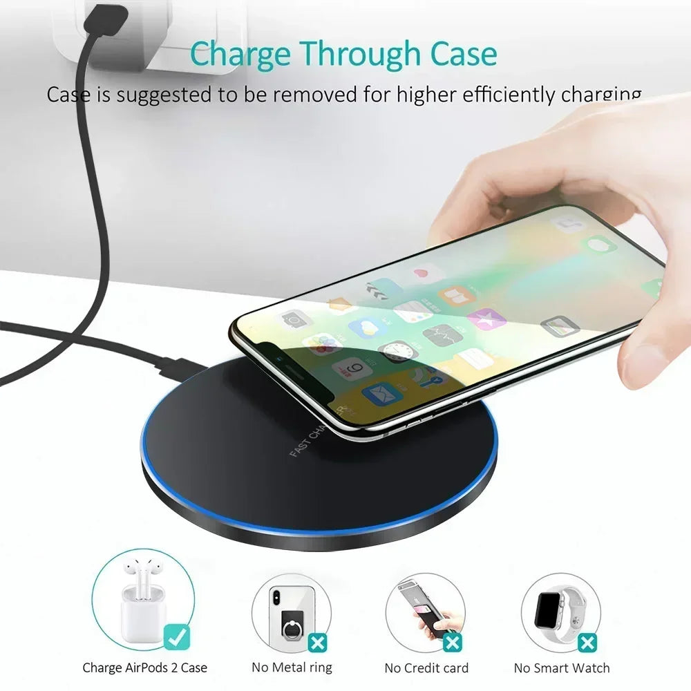 New Wireless Charger For iPhone 16 15 14 13 Pro Max Induction Fast Charging Pad Dock Station For Samsung S23 S22 Xiaomi Huawei