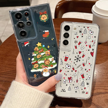 Cartoon Gifts Christmas Case For Samsung Galaxy S25 S24 Ultra S23 S22 Plus S21 FE A15 A16 A17 A26 A35 A36 A54 A55 A56 5G Funda