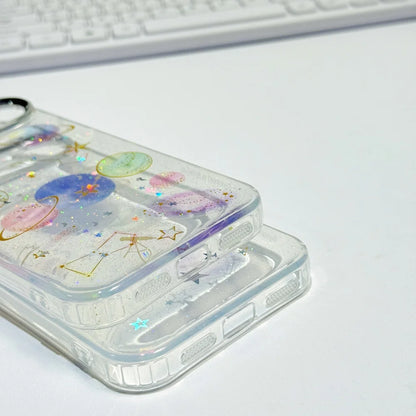 Glitter Star Planet TPU Cases For Google Pixel 9 8 7 6 5 A Pro Transparent PC Drop Glue Cover for Google Pixel 10 9 pro XL 4 a