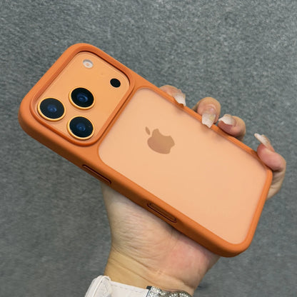 Luxury Orange Matte Transparent Phone Case For iPhone 17 Pro Max 17Pro 17 Metal Buttons Skin Feel Shockproof Protective Cover