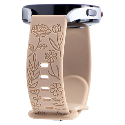 18mm 20mm 22mm Floral Engraved Band for Samsung Galaxy Watch 6/5/4 40 44 for Huawei GT 3 Pro Silicone Sport Strap 5 Pro Active 2