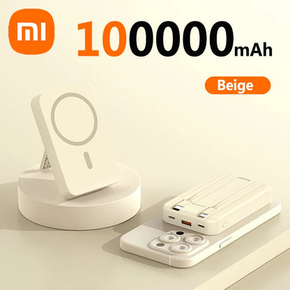 Xiaomi 100000mAh Power Bank Magnetic Wireless Fast Charging External Battery Pack Type-C Powerbank For IPhone16 Xiaomi SAMSUNG