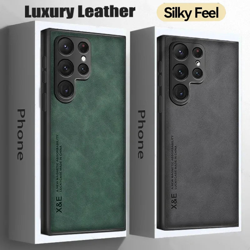 Sheepskin Magnetic Case For Samsung S25 S24 Ultra S22 Plus S21 S20 FE Cases For Samsung S23 Ultra Note 20 10 Leather Phone Cover