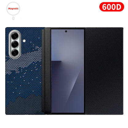 For samsung galaxy z trifold aramid case 600d kevlar carbon aramid fiber fabric thin hard cover magnetic balck Slim light premiu