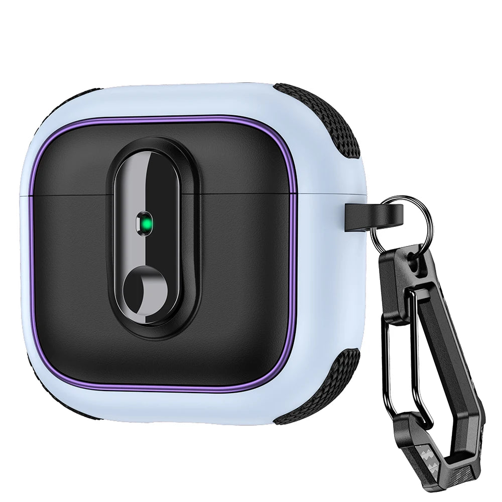 Armor Lock Earphone Cover For AirPods 4 Pro2 3 2 1 Case TPU PC Shockproof Headphone Coque For AirPods Pro 2 2nd 4th Gen Cases