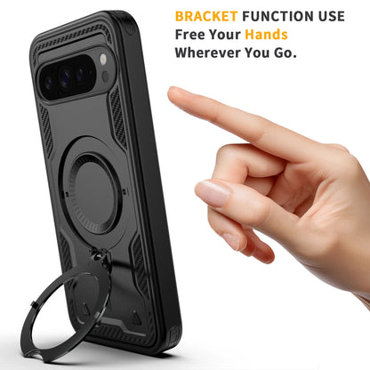 Black For Google Pixel 10/10 Pro/10 Pro XL Rugged Phone Case Shockproof Heavy Duty Kickstand Holder Protective Cover