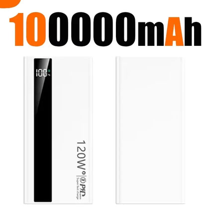 120W 200000mAh Power Bank High Capacity Super Fast Charging Power Bank Portable Battery Charger For Huawei iPhone Samsung Xiaomi