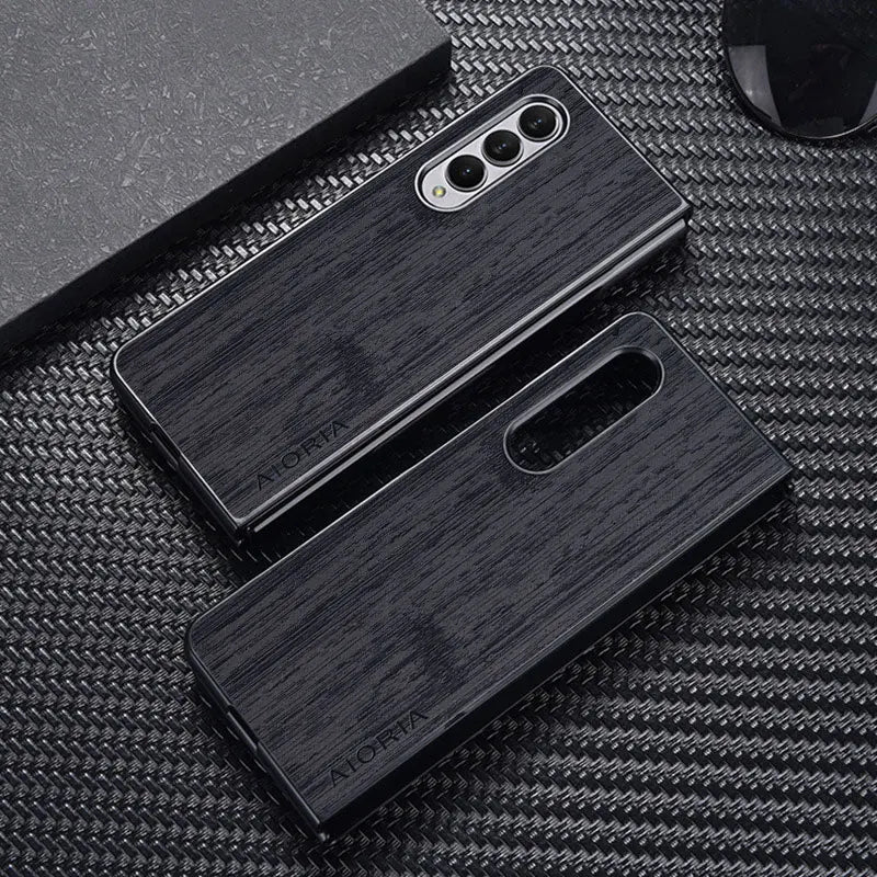 Case for Samsung Galaxy Z Fold 7 3 4 5 6 funda bamboo wood pattern Leather cover Luxury coque for galaxy z fold7 case capa