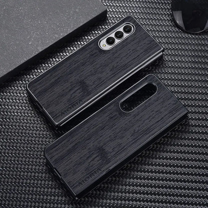 Case for Samsung Galaxy Z Fold 7 3 4 5 6 funda bamboo wood pattern Leather cover Luxury coque for galaxy z fold7 case capa